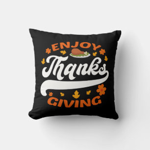 Cojín Decorativo disfrutar comida acción de gracias pavo agradecido