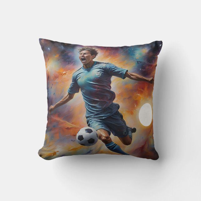 Cojín Decorativo Disparo de futbol de nebulosa espacial (Anverso)