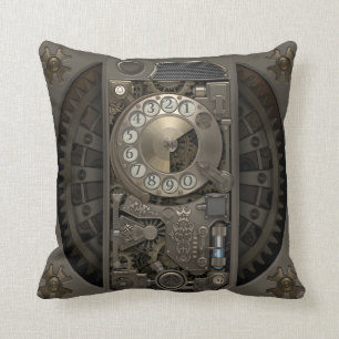 Cojín Decorativo Dispositivo de Steampunk - teléfono de dial