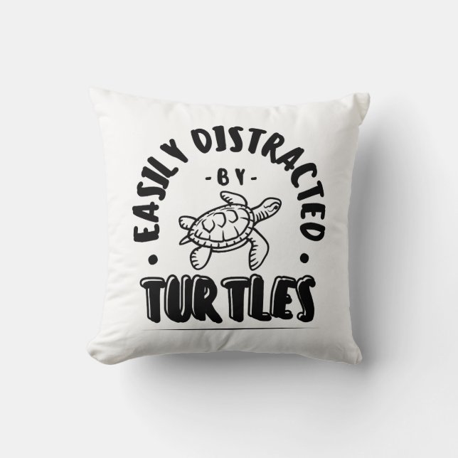 Cojín Decorativo Distrado fácilmente por tortugas divertidas (Anverso)