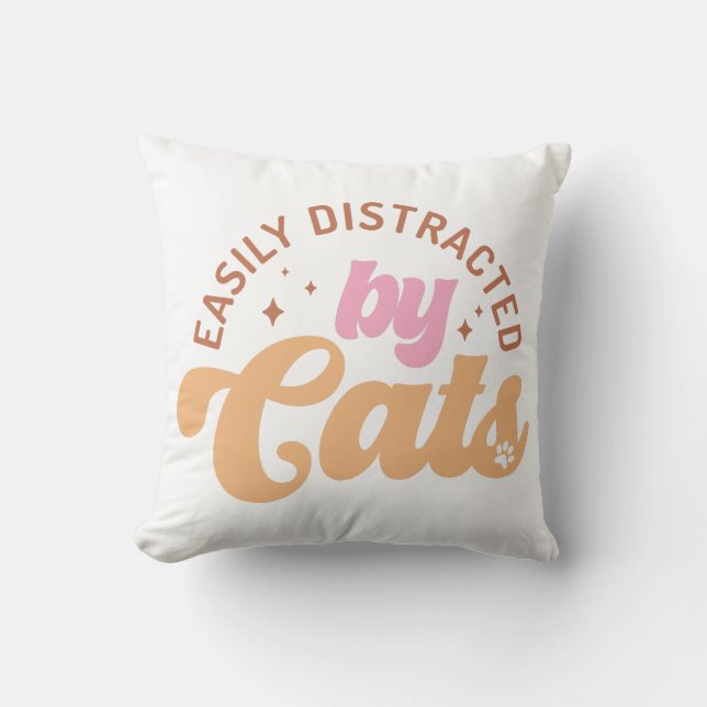 Cojín Decorativo Distraídos Fácilmente Por Los Gatos (Anverso)