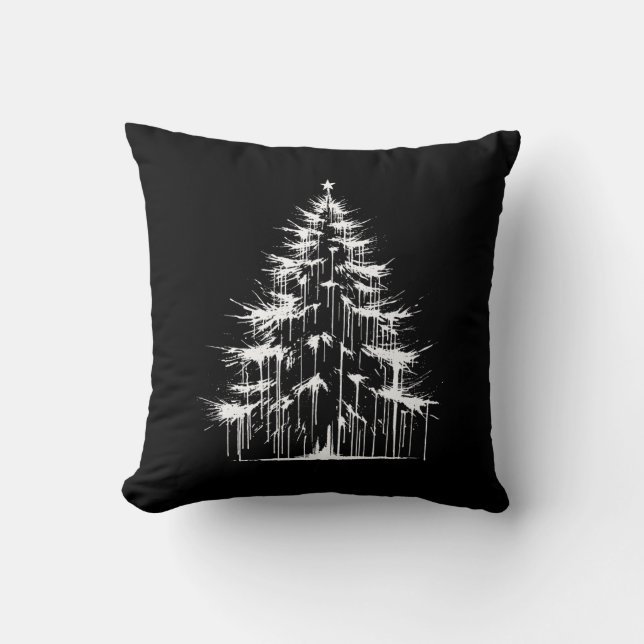 Cojín Decorativo Distressed Drippy Gothic Chic White Christmas Tree (Anverso)