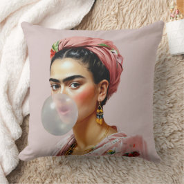 Cojín Decorativo Diva con cicatriz floral que sopla chicle