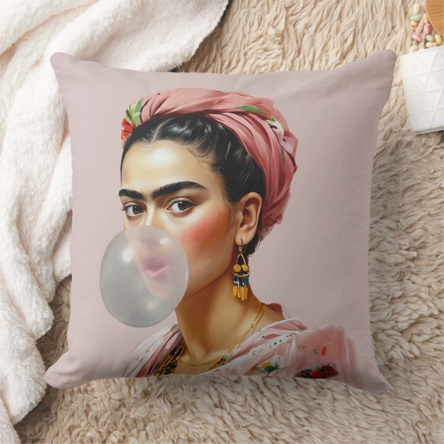 Cojín Decorativo Diva con cicatriz floral que sopla chicle (Manta)