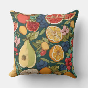 Cojín Decorativo Diversas frutas cítricas, uvas y flores. Paintin