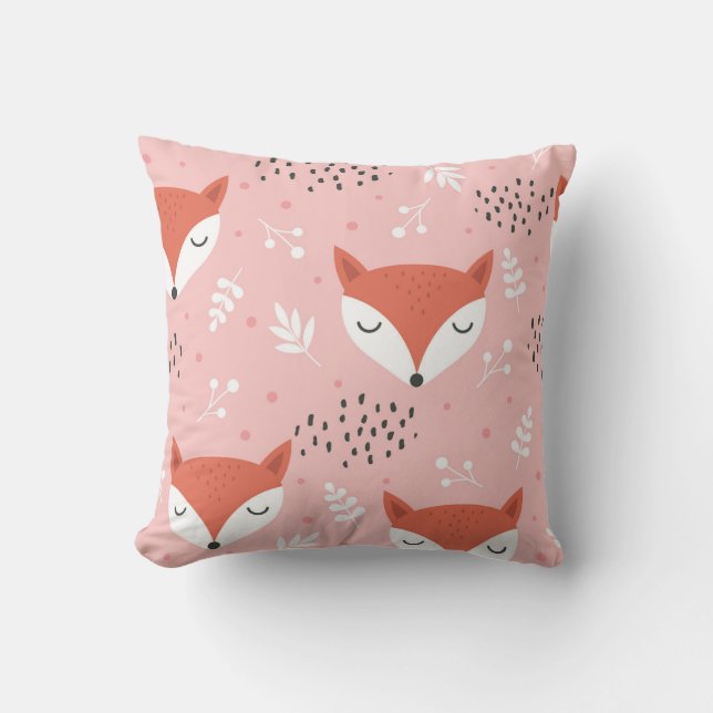 Cojín Decorativo Diversión de Fox: Patrón de bosque lindo (Anverso)