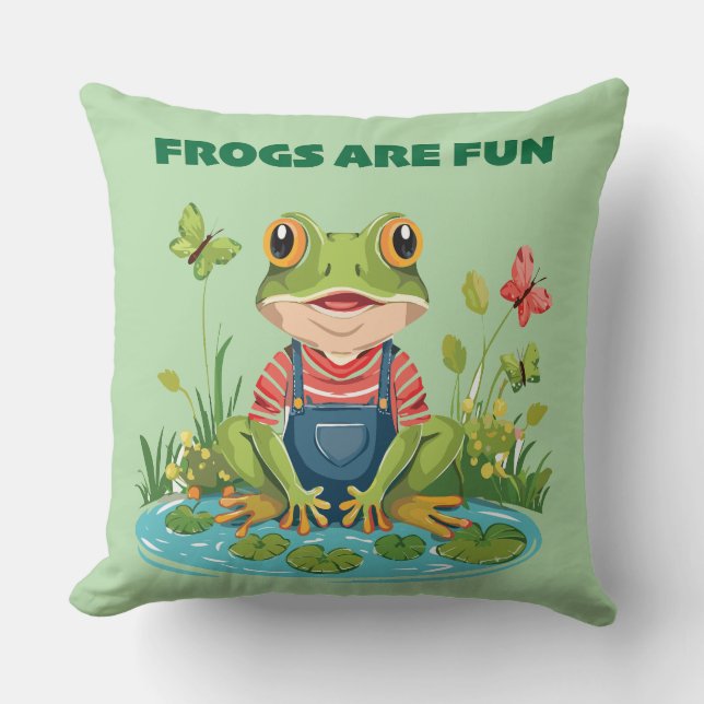 Cojín Decorativo diversión de ranas (Anverso)