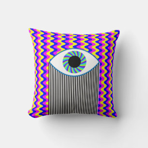 Cojín Decorativo Diversión de todos ver arte digital de ojos con w 
