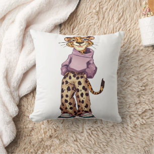 Cojín Decorativo Diversión del tigre chica adolescente