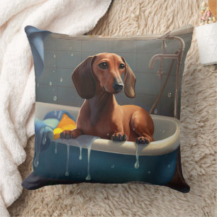 Cojín Decorativo Diversión en el baño del Dachshund