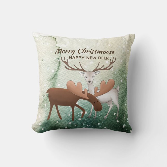 Cojín Decorativo Diversión Feliz Navidad Feliz Nuevo Venado (Anverso)