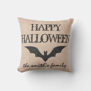 Cojín Decorativo Diversión Feliz truco de Halloween o trata Bat Bur