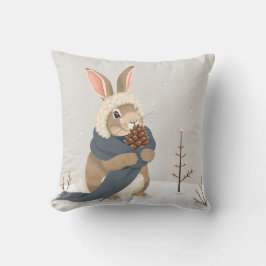 Cojín Decorativo Diversión navideña al estilo conejo, invierno mági