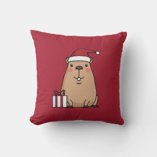 Cojín Decorativo Diversión navideña de Santa Capybara