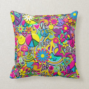 Cojín Decorativo Diversión Retro Groovy FUN 60's Sesenta Amor Color