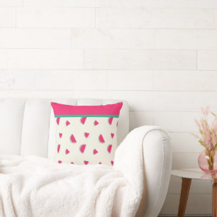 Cojín Decorativo Diversión, rosa brillante, patrón de sandía de ver