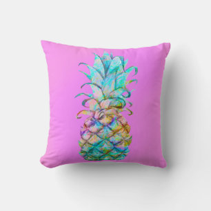 Cojín Decorativo Diversión Rosa Salpicadura de Color de Piña Tropic
