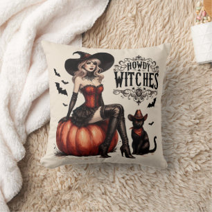 Cojín Decorativo Divertida Bruja Country Western Vintage Halloween