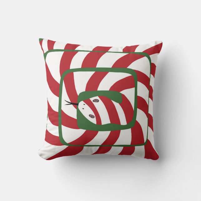Cojín Decorativo Divertida Candy Cane Red Stried Resumen Snack (Anverso)