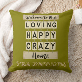 Cojín Decorativo Divertida  Cariñosa Feliz Loca Hogar Dorada Oliva