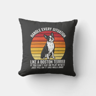 Cojín Decorativo Divertido Actitud de Perro Retro Boston Terrier