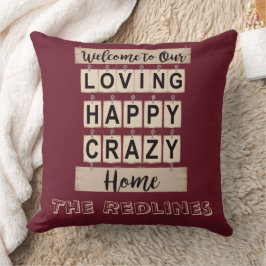 Cojín Decorativo Divertido  Amoroso Feliz Loco Hogar Burdeos 