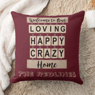 Cojín Decorativo Divertido  Amoroso Feliz Loco Hogar Burdeos 