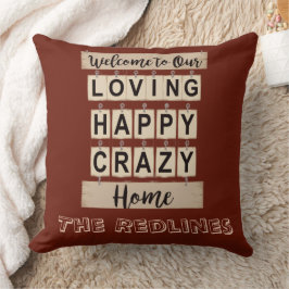 Cojín Decorativo Divertido  Amoroso Feliz Loco Hogar Marrón