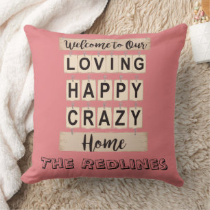 Cojín Decorativo Divertido Amoroso Feliz Loco Hogar Rosa