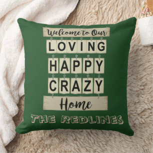 Cojín Decorativo Divertido Amoroso Feliz Loco Hogar Verde
