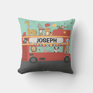 Cojín Decorativo Divertido Autobús Rojo Grande Personalizado