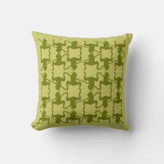 Cojín Decorativo Divertido baile verde oliva Kokopelli