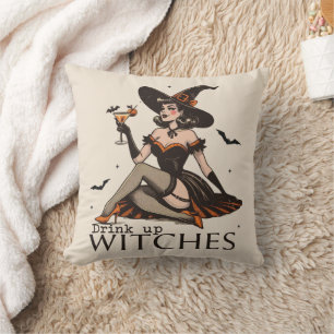 Cojín Decorativo Divertido Bebida Antiguo Arriba Brujas Halloween
