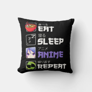 Cojín Decorativo Divertido comiendo para dormir anime repetir regal