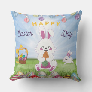 Cojín Decorativo Divertido conejo feliz día de Pascua