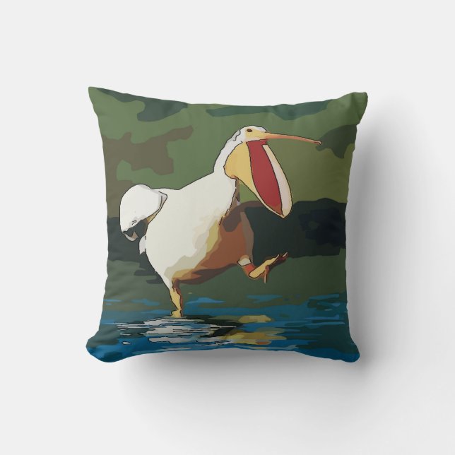 Cojín Decorativo Divertido Corriendo Pelican (Anverso)