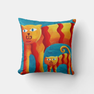Cojín Decorativo Divertido Curvo Caprichoso Gato y Gatito