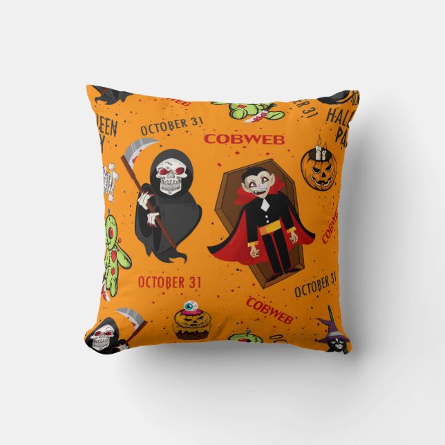 Cojín decorativo divertido de Halloween (Anverso)