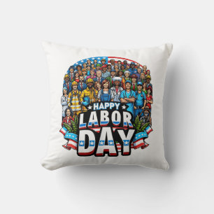 Cojín Decorativo Divertido Día del Trabajo Feliz Día del Trabajo Es