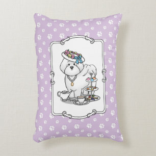 Cojín Decorativo Divertido Fiesta de té Bichon Frise Dog Puppy Cupe