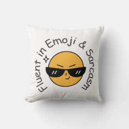 Cojín Decorativo Divertido "Fluent in Emoji and Sarcasm"