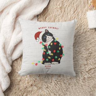 Cojín Decorativo Divertido Gato Merry CatMus Personalizado Navideño