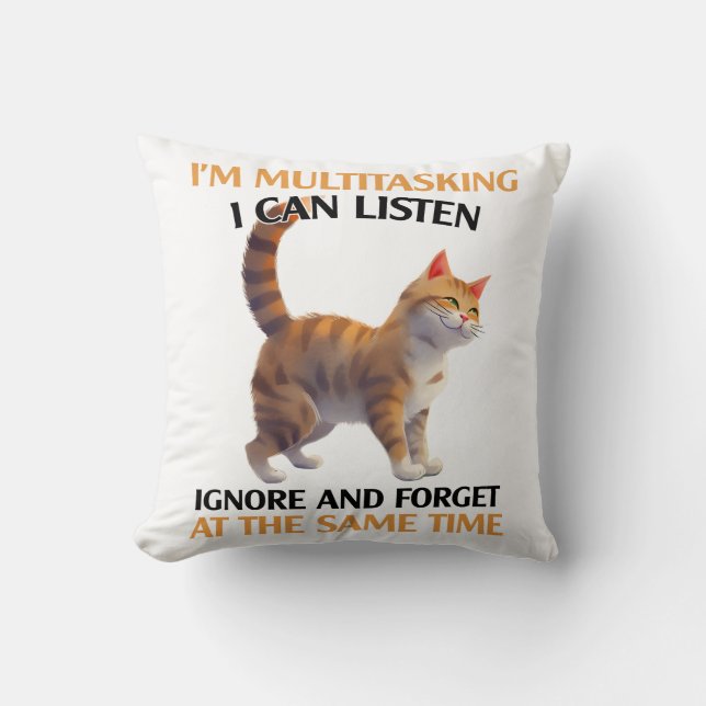 Cojín Decorativo Divertido gato multitarea (Anverso)