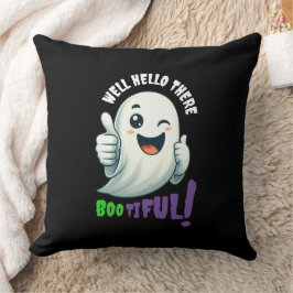 Cojín Decorativo ¡Divertido Hey Boo-tiful! Fantasma de viento suave