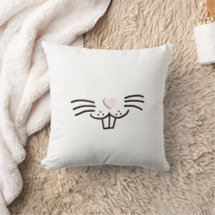 Cojín Decorativo Divertido lindo conejito de Pascua cara personaliz