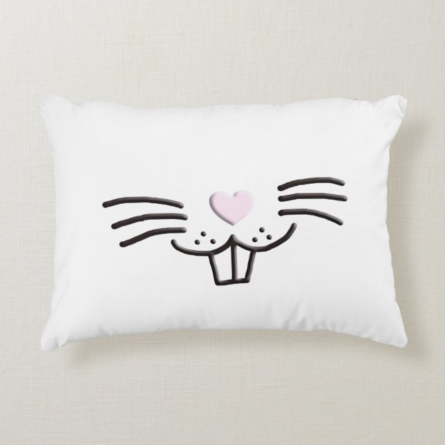 Cojín Decorativo Divertido lindo conejito de Pascua cara personaliz (Anverso)