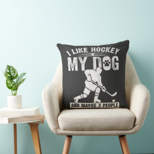Cojín Decorativo Divertido Me Gusta El Hockey Mi Perro Y Quizás 3 P