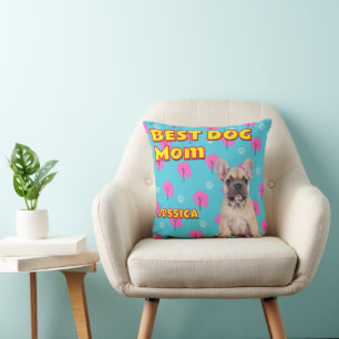 Cojín Decorativo Divertido mejor perro madre Personalizado foto reg