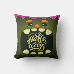 Cojín Decorativo Divertido monstruo verde asustado frente a Hallowe