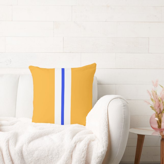 Cojín Decorativo Divertido Negrita Amarillo Brillante Carreras Blan (Sofá)